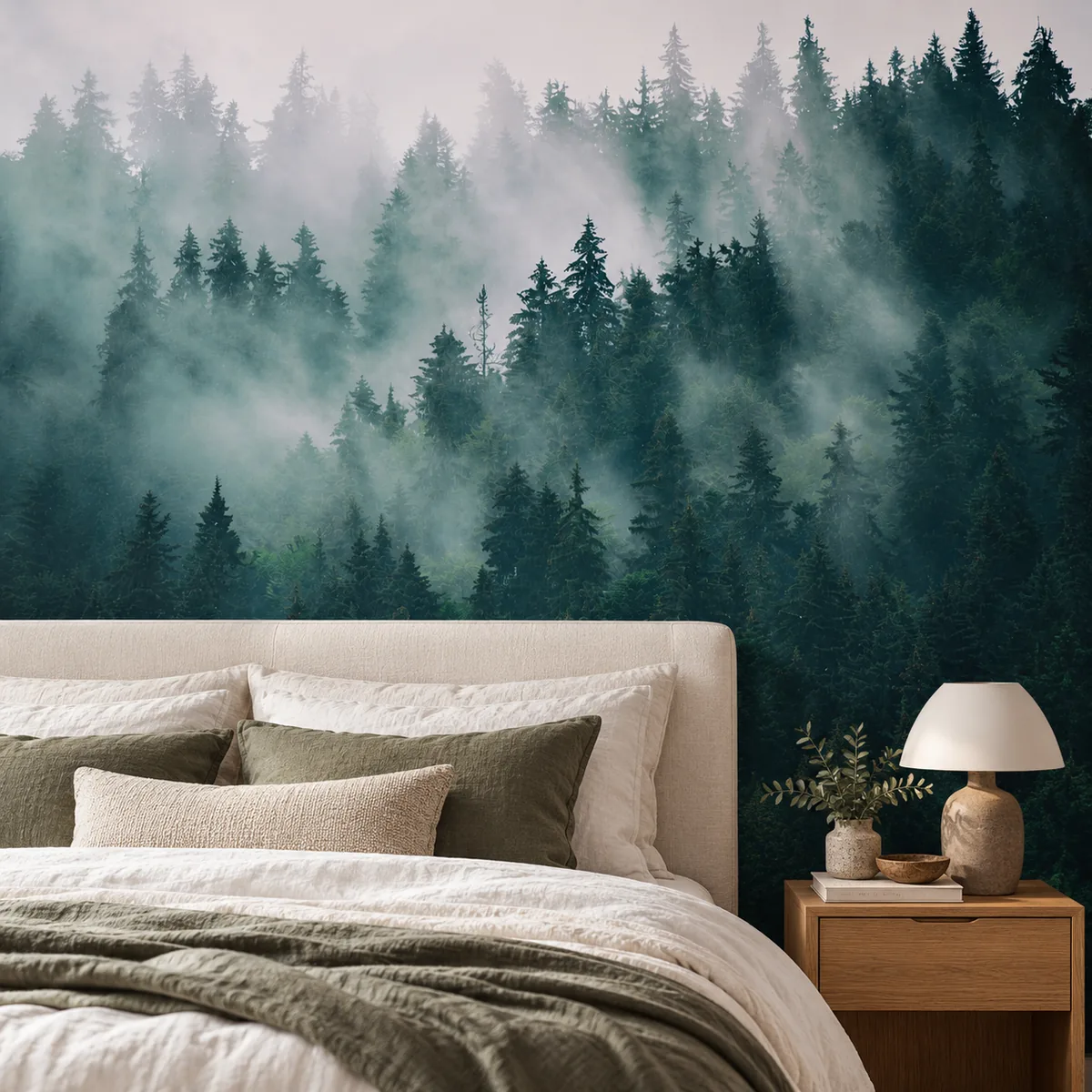 Misty fir forest