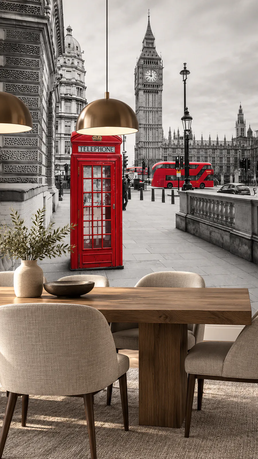 Murale de Londres avec cabine téléphonique rouge et Big Ben, image no 148398604