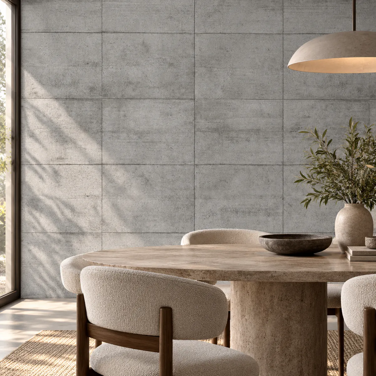Concrete-block mural 642125064 in a warm-toned living room