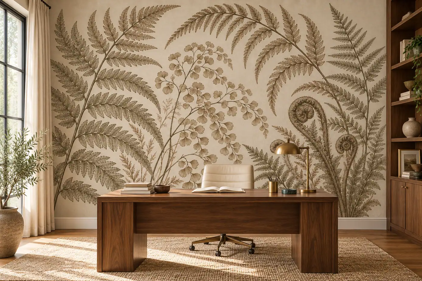 Woodland Ferns wall mural MD-2611 shown in a furnished room