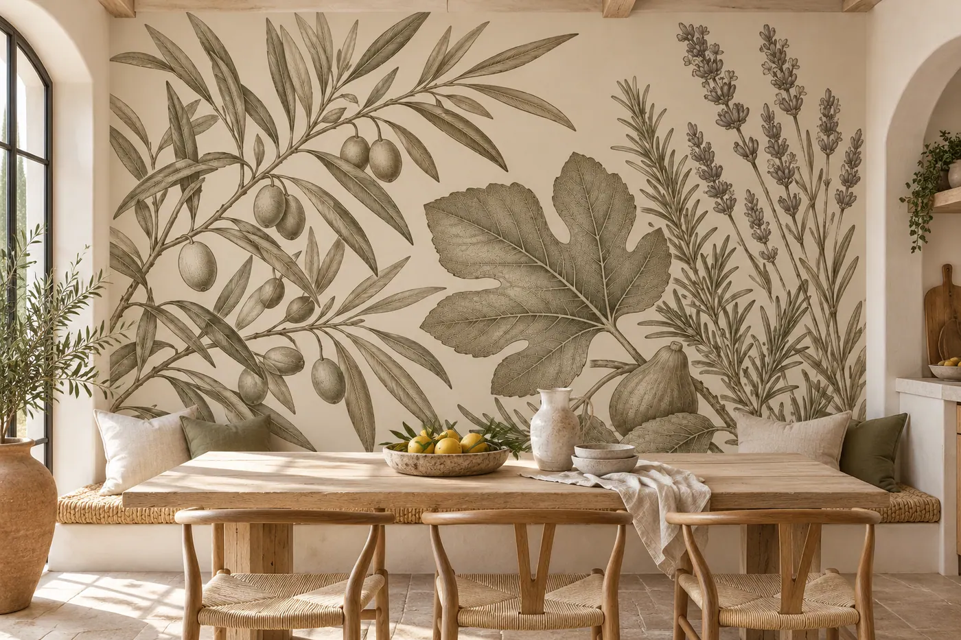 Mediterranean Garden wall mural MD-2614 shown in a furnished room