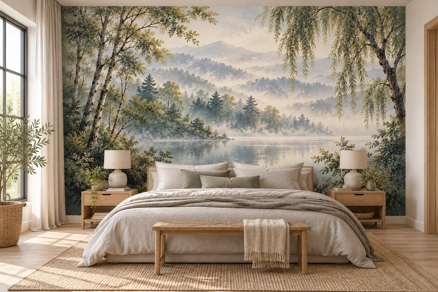 Silent Lake wall mural MD-2617 shown in a furnished room