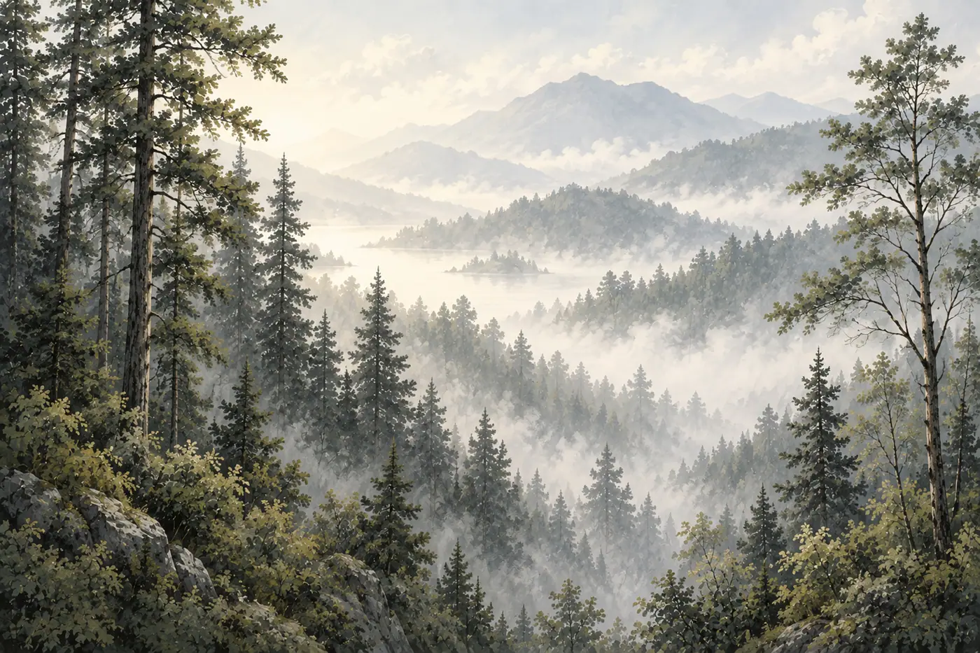 Cedars and Mist