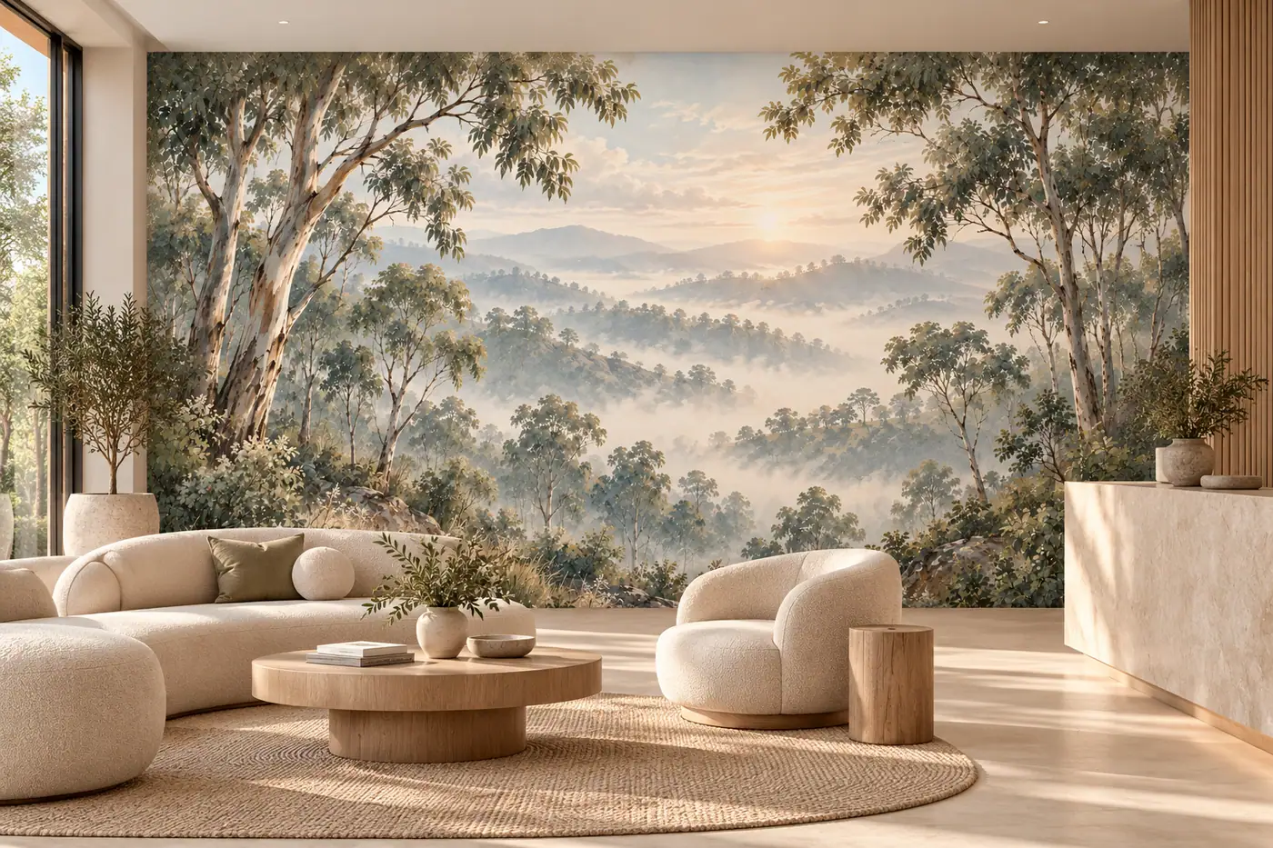 Eucalyptus Edge wall mural MD-2620 shown in a furnished room