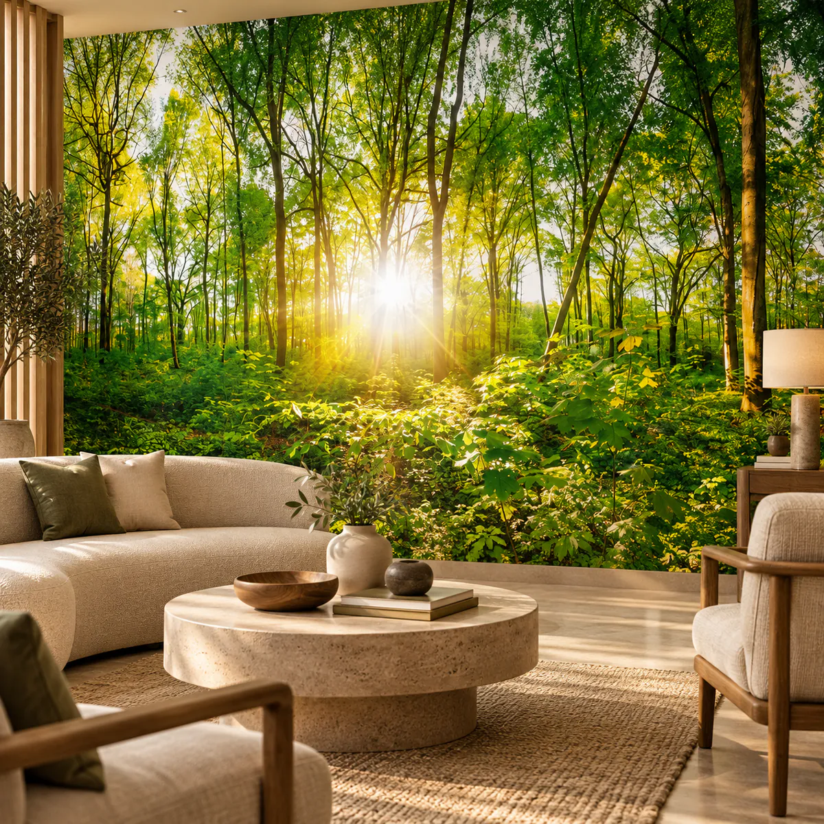 Murale — Coucher de soleil dans une forêt