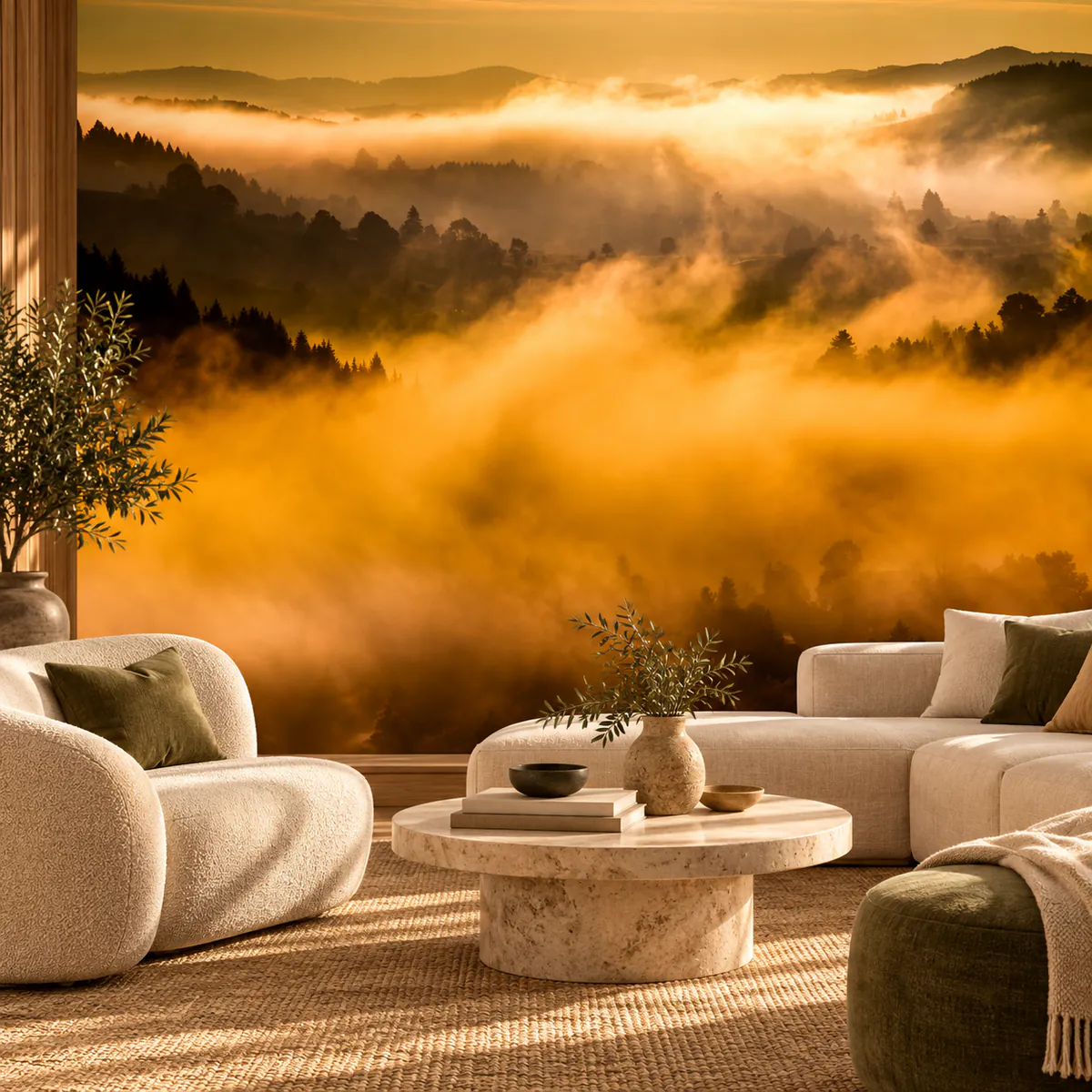 Murale — Paysage de montagnes dans le brouillard