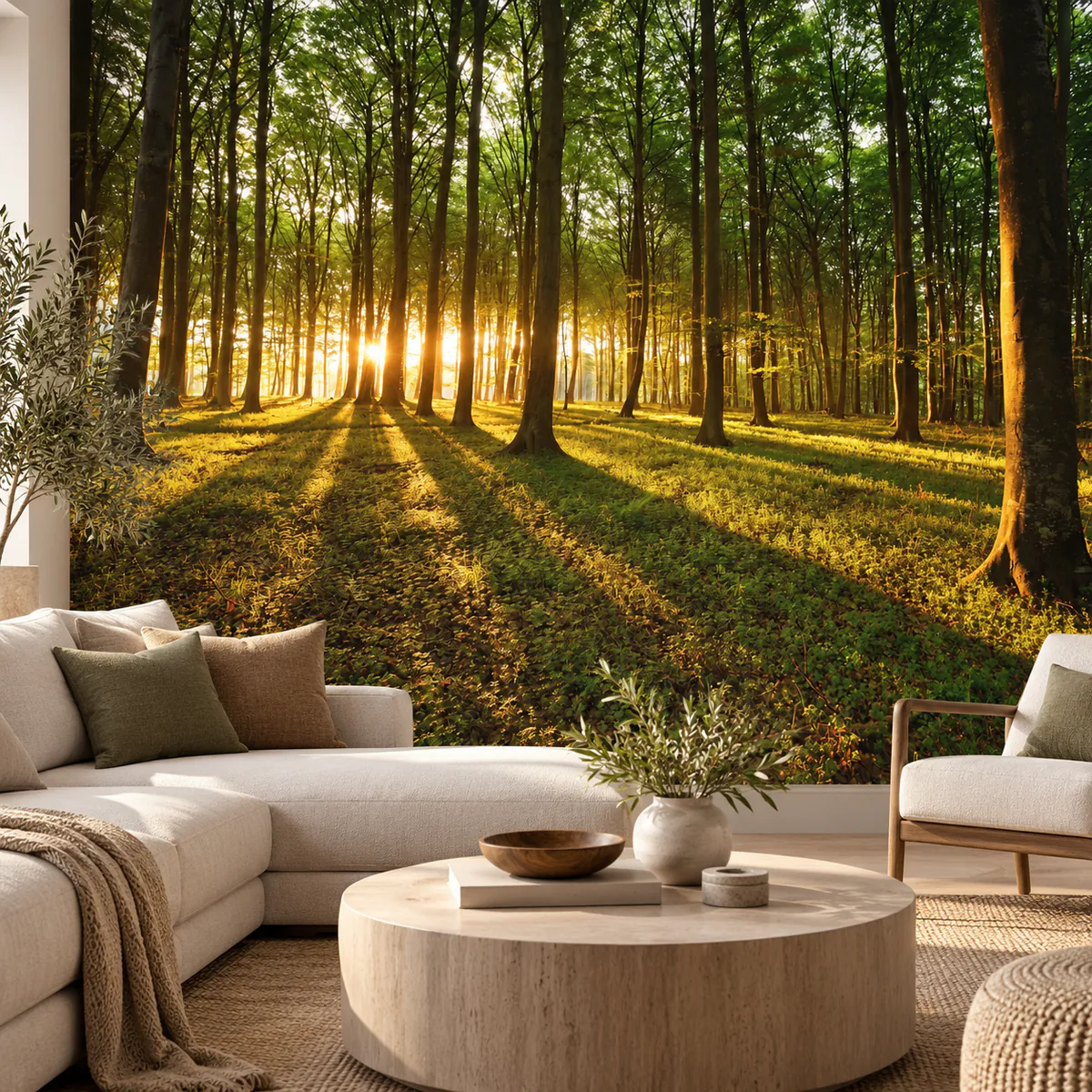 Rayons de soleil entre les arbres
