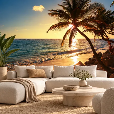 Palm tree on a tropical beach