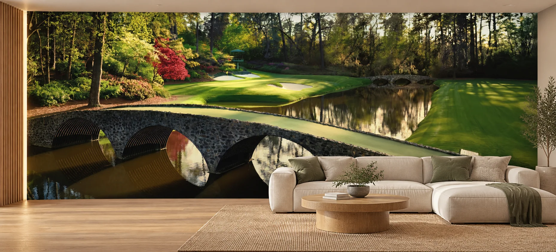 Augusta golf mural in a living room