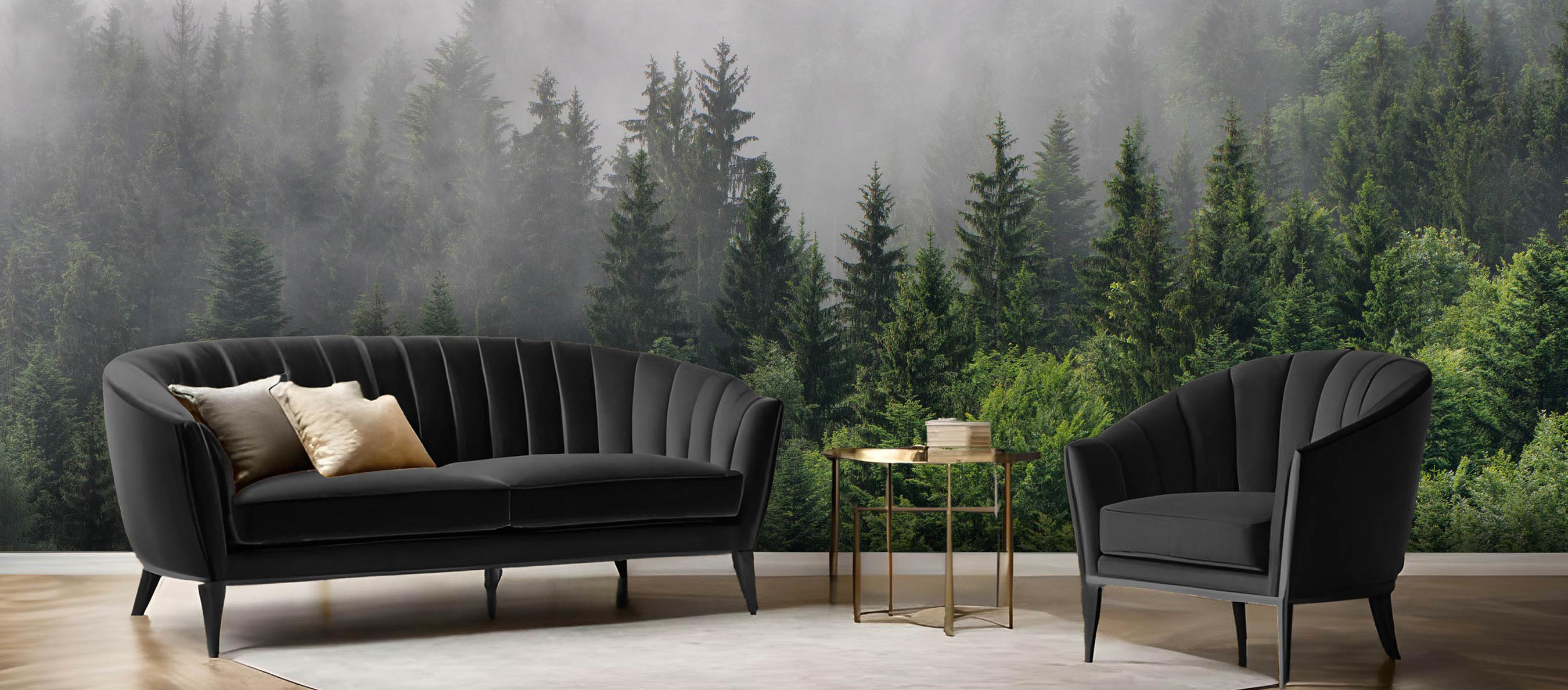 Poster XXL Champignons De Forêt - Tapisserie Murale En Polyester - Style Vintage - Déco Abstraite