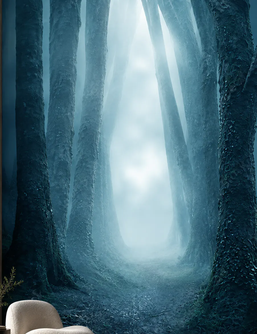 Murale de forÃªt brumeuse, image no 383257620