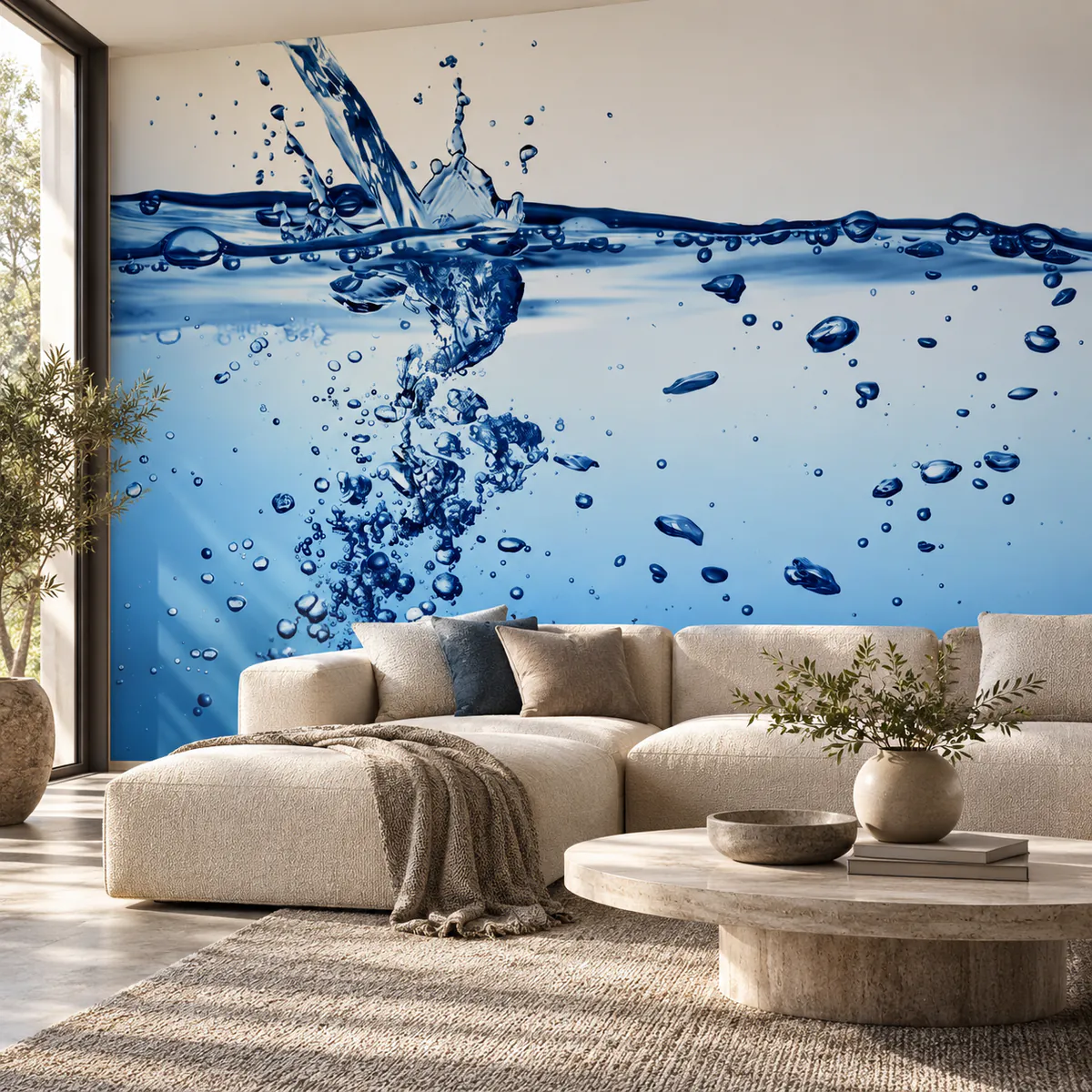 Murale de surface d’eau et de bulles 160888618 dans un salon