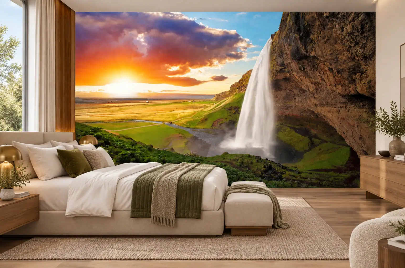 Murale de la cascade Seljalandsfoss en Islande, image no 58913545