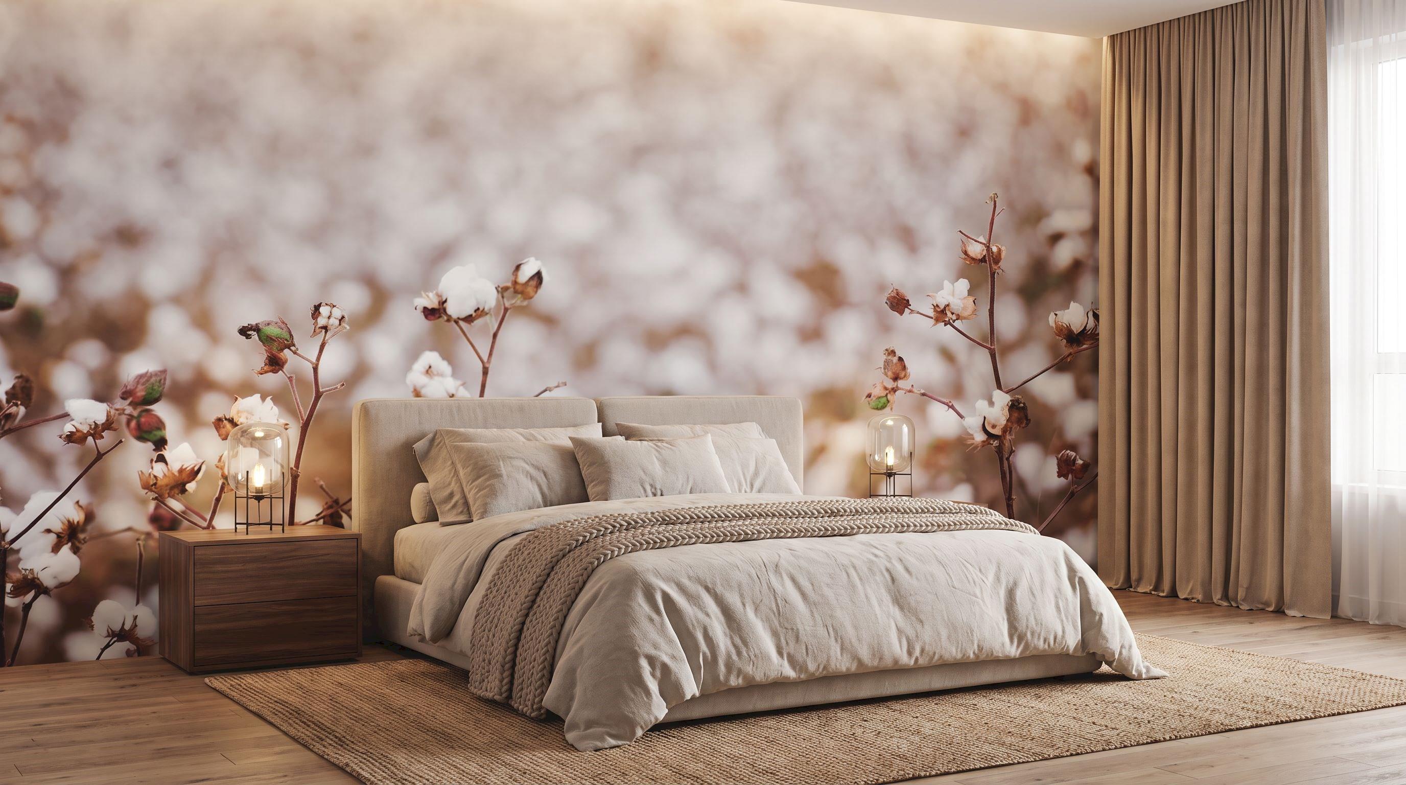 Cotton field in Oakey, Australia wall mural, 109750390