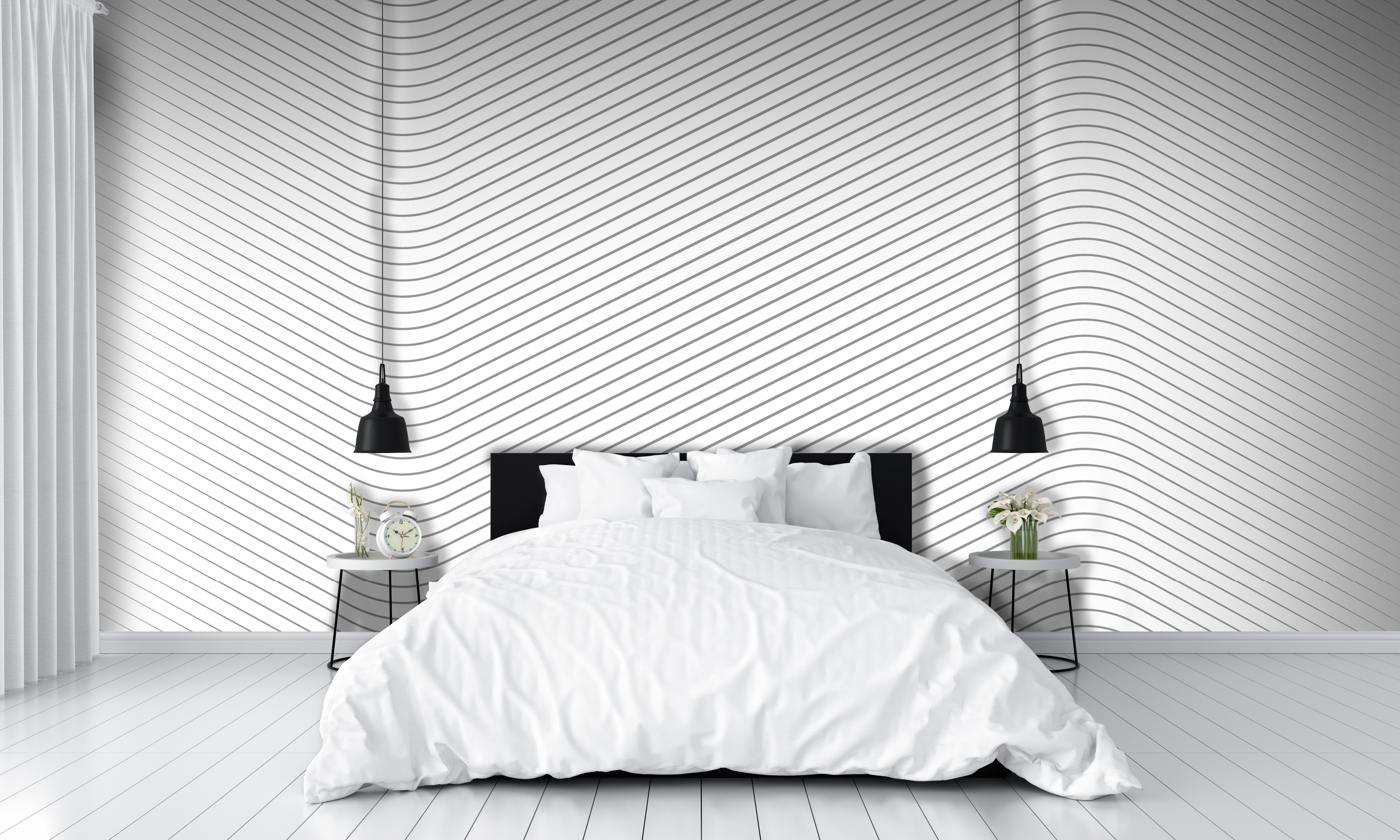 tapisserie chambre lignes abstraites