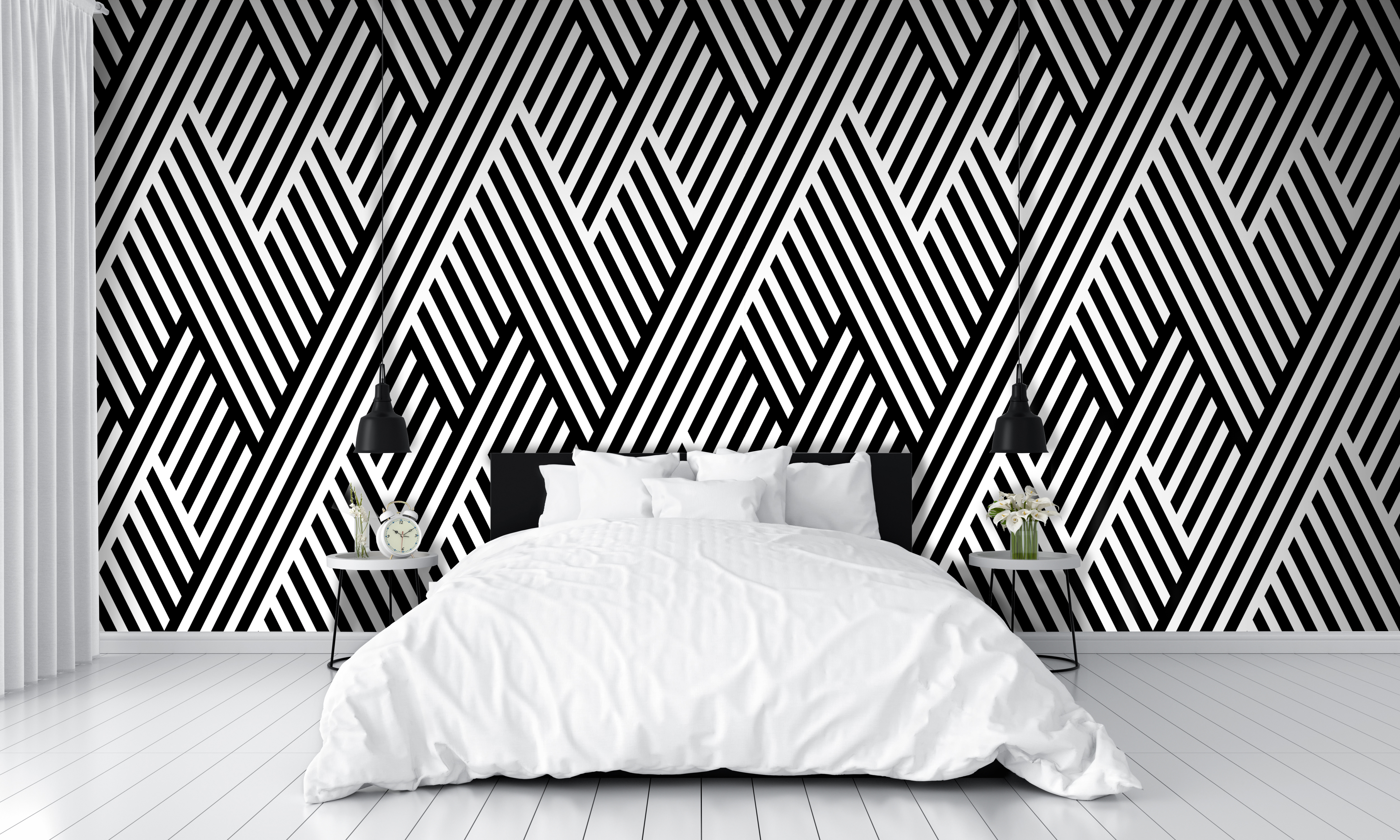 tapisserie lignes noires et blanches