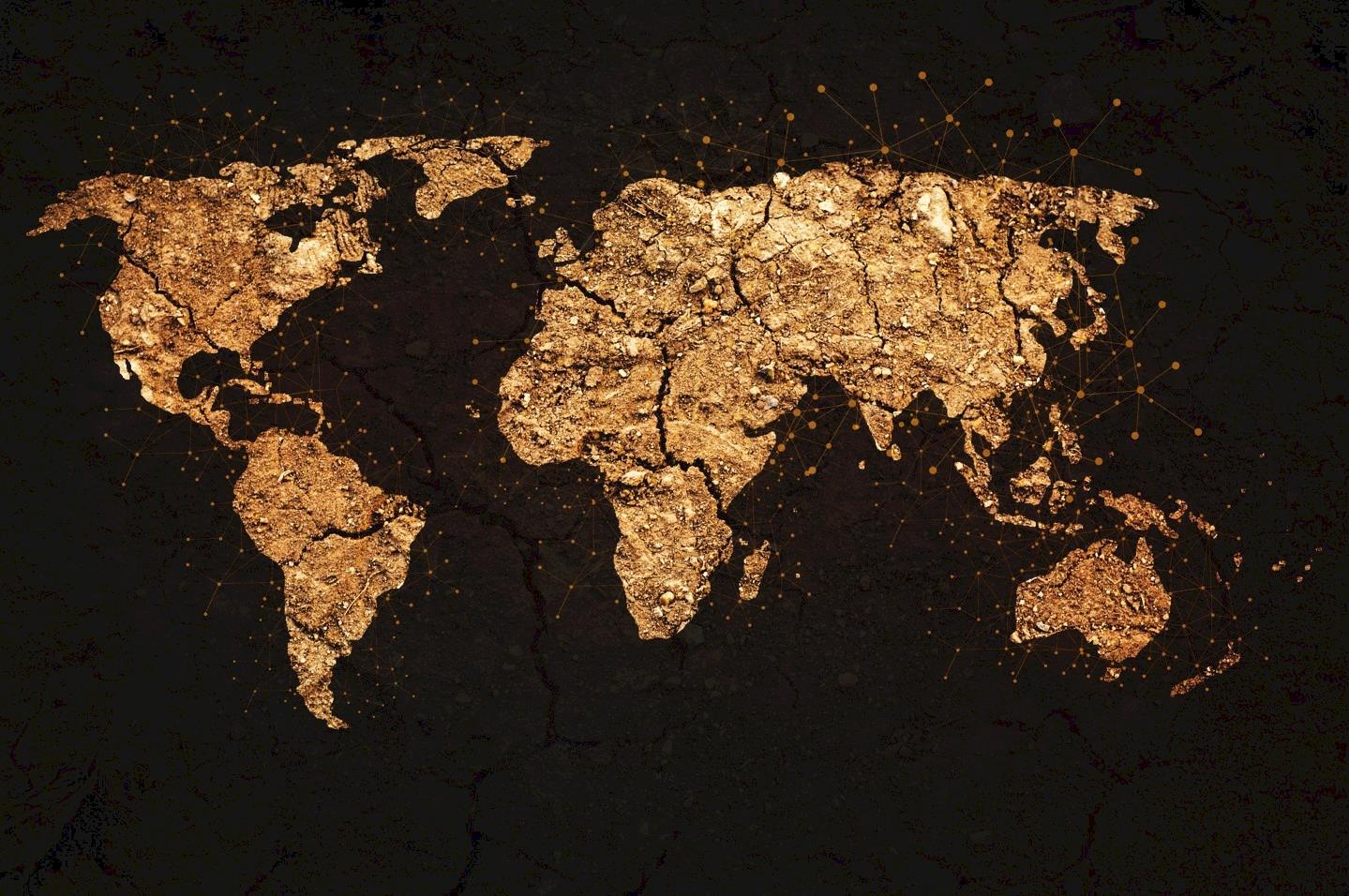 World map mural with a weathered texture, 96807268